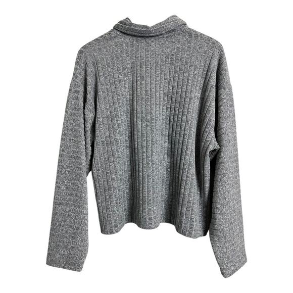 Gap Body Women's Long Sleeve Gray Collared Pullover Top Size L Ribbed Knit - Picture 6 of 7
